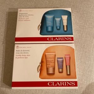 clarins skin cares and makeup bag duo